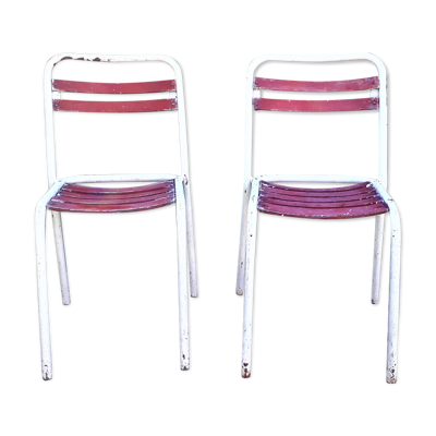 Duo de chaises Tolix  assise bois