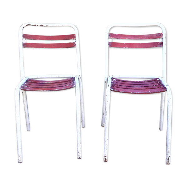 Duo de chaises Tolix assise bois