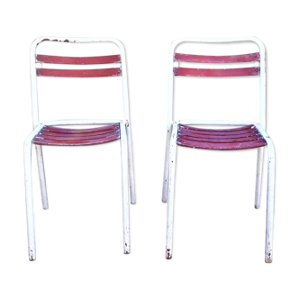 Duo de chaises Tolix  assise bois