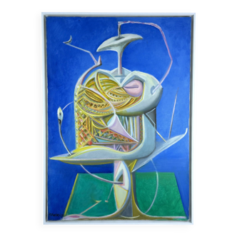 Painting / oil on canvas surrealist framed "Abstraction" by Tristan FABRIS