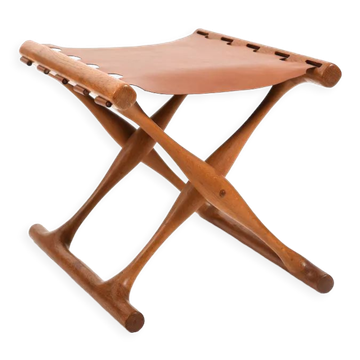 Poul Hundevad Oak Guldhøj Folding Stool Model PH-41 1960s