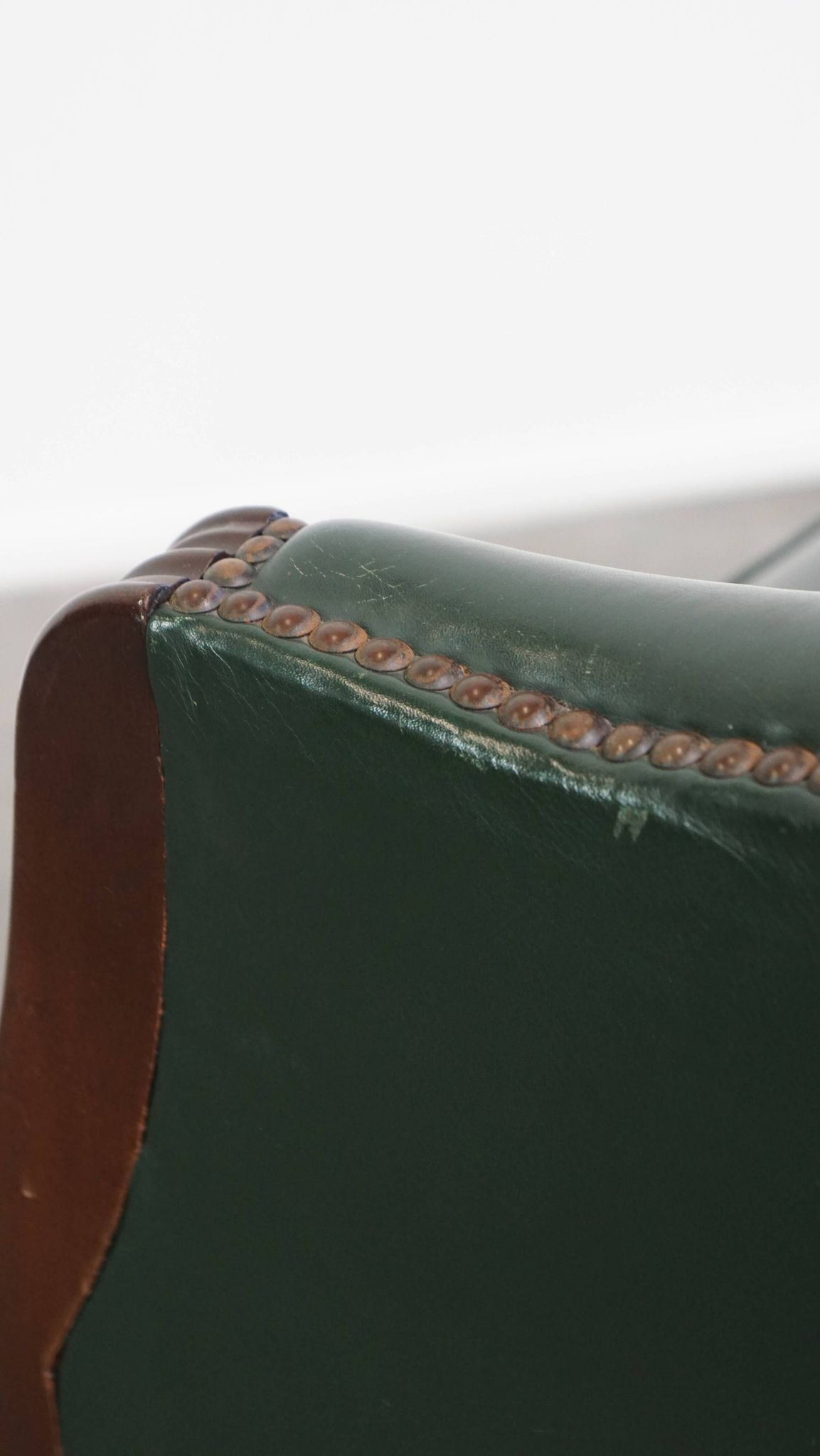 Green Cowhide Leather and Wooden Side/Dining/Desk Chair in English Style