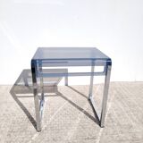 Bout de canapé plexiglas et chrome Space age