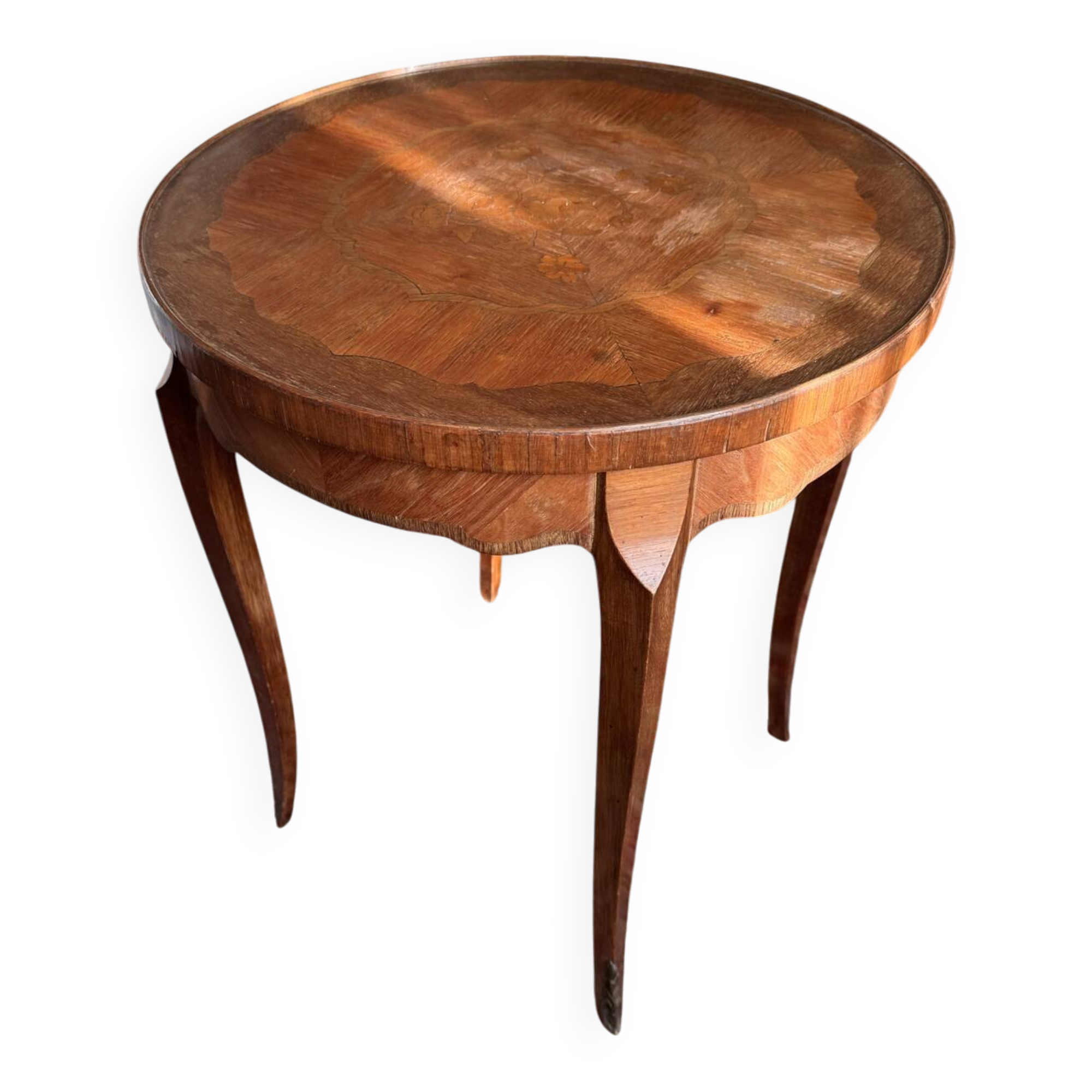 Round Louis XV style table - floral marquetry