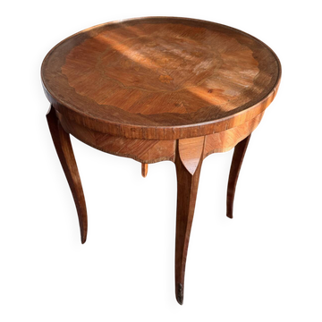 Guéridon rond de style Louis XV - marqueterie florale