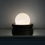 Opaline ball lamp with gold base from the 70s