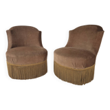 Pair of Napoleon III toad armchairs