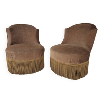 Pair of Napoleon III toad armchairs