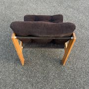 Vintage velvet and pine armchair 1970