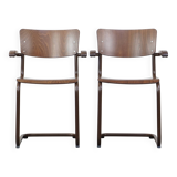 Set of 2 Thonet model S43 dining/side chairs with armrests