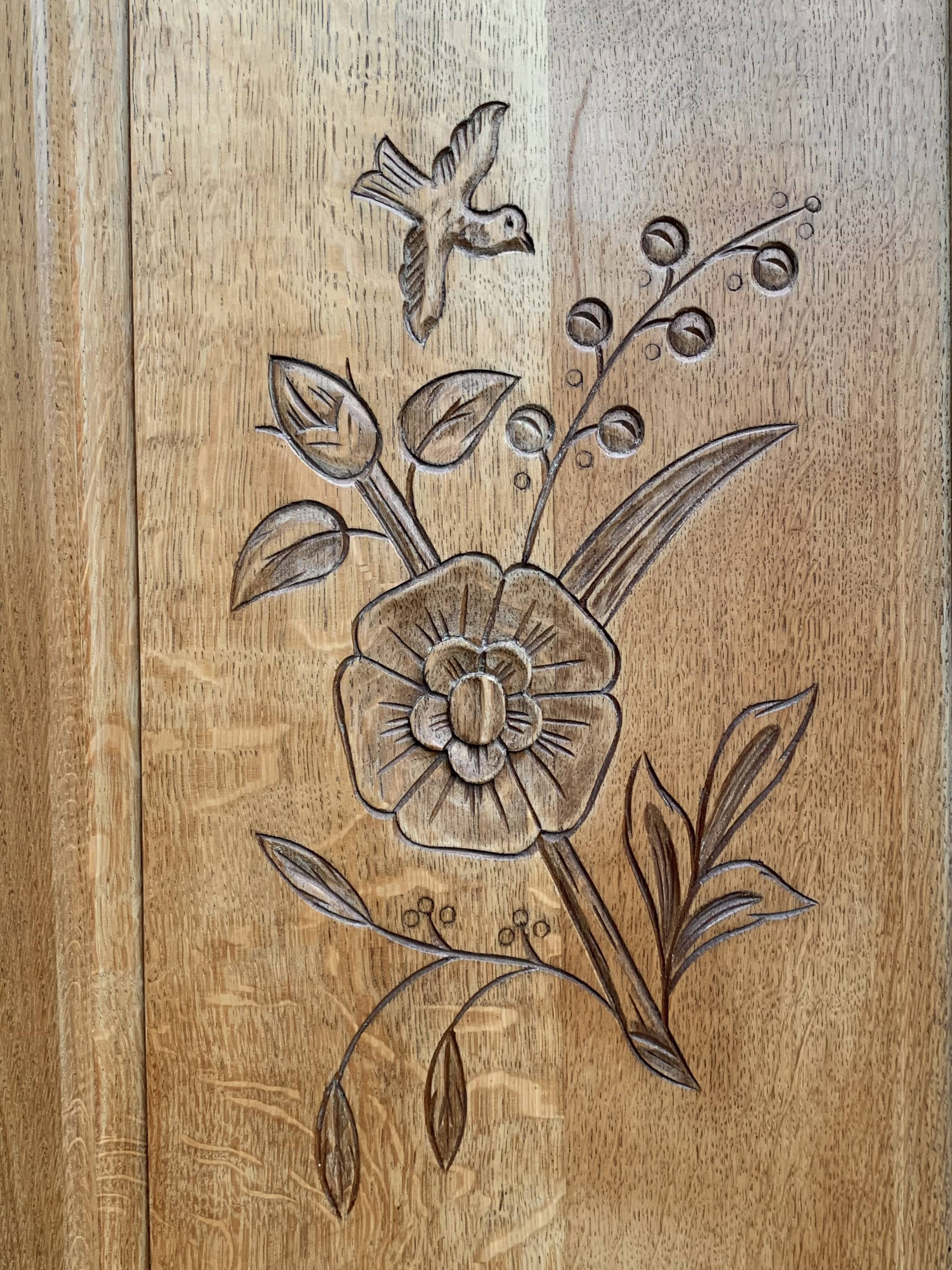 Parisian art deco hotel wardrobe in solid raw oak 1930