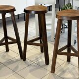 Set of 3 Vintage Brutalist Bar Stools from the 1970s