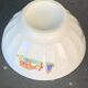 Set of 5 faceted white earthenware bowls with a naive decor, antique