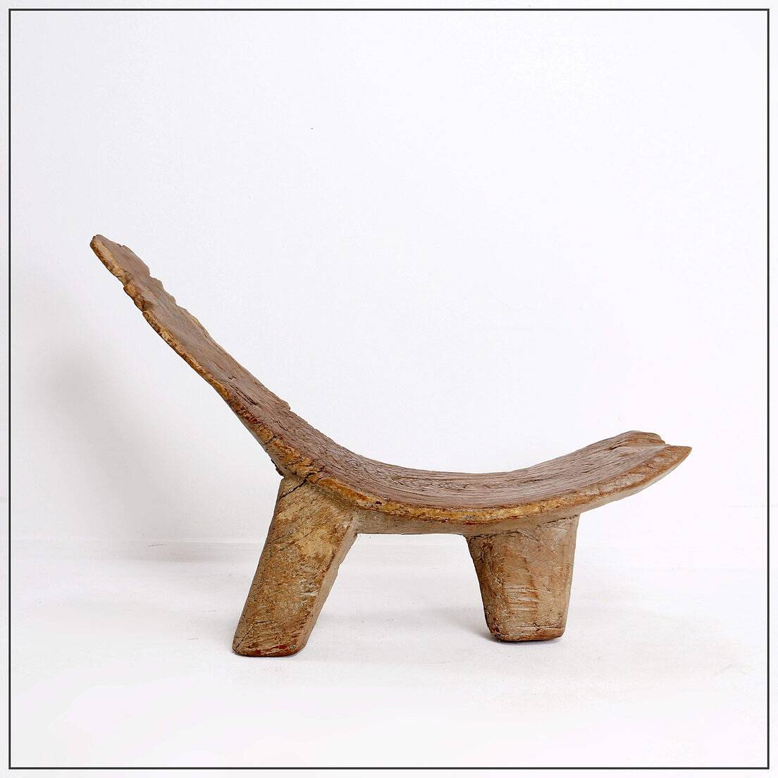 "Lobi" African tripod wooden stool from Burkina Faso