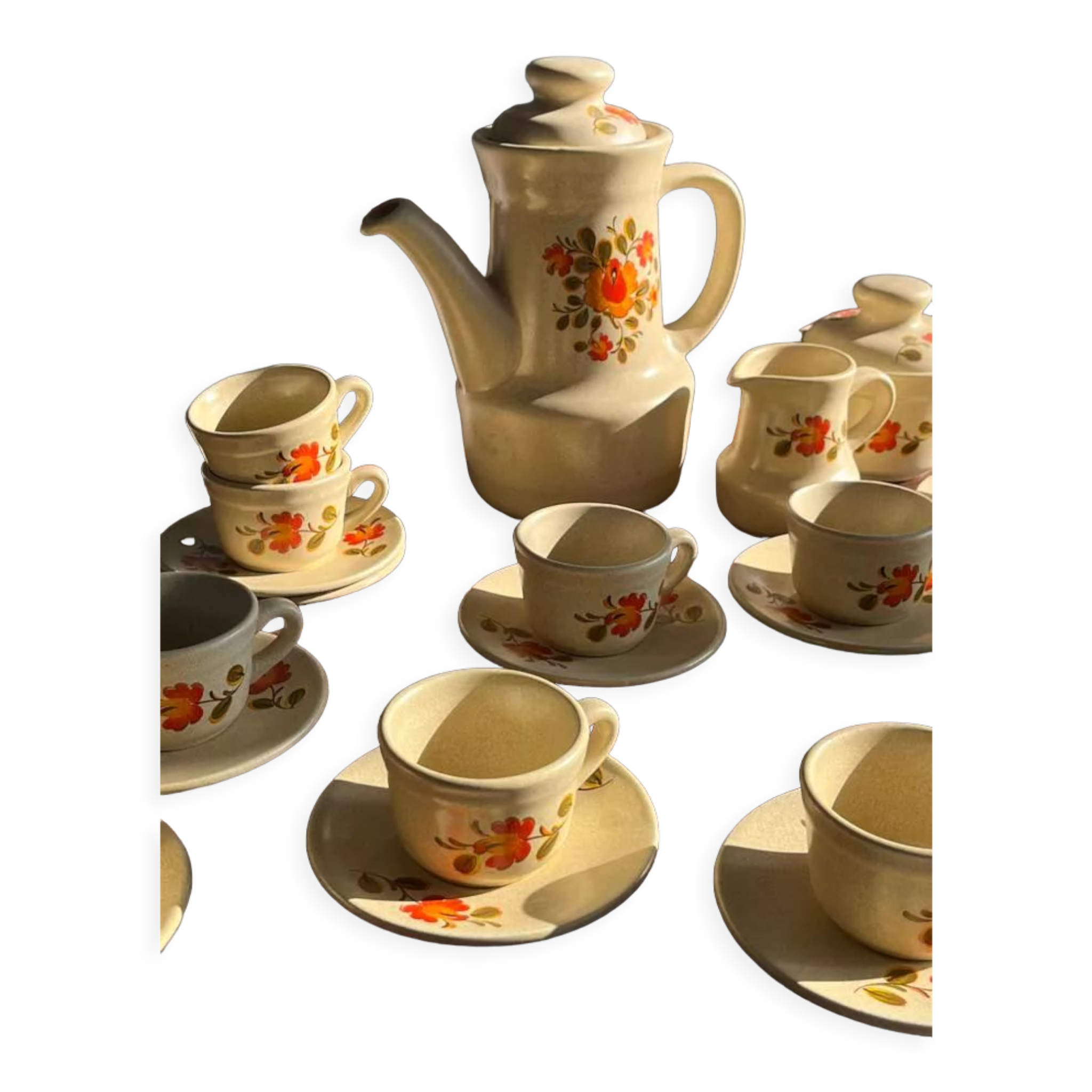 Vintage coffee service, Bergen model of the Faïences de Saint Amand