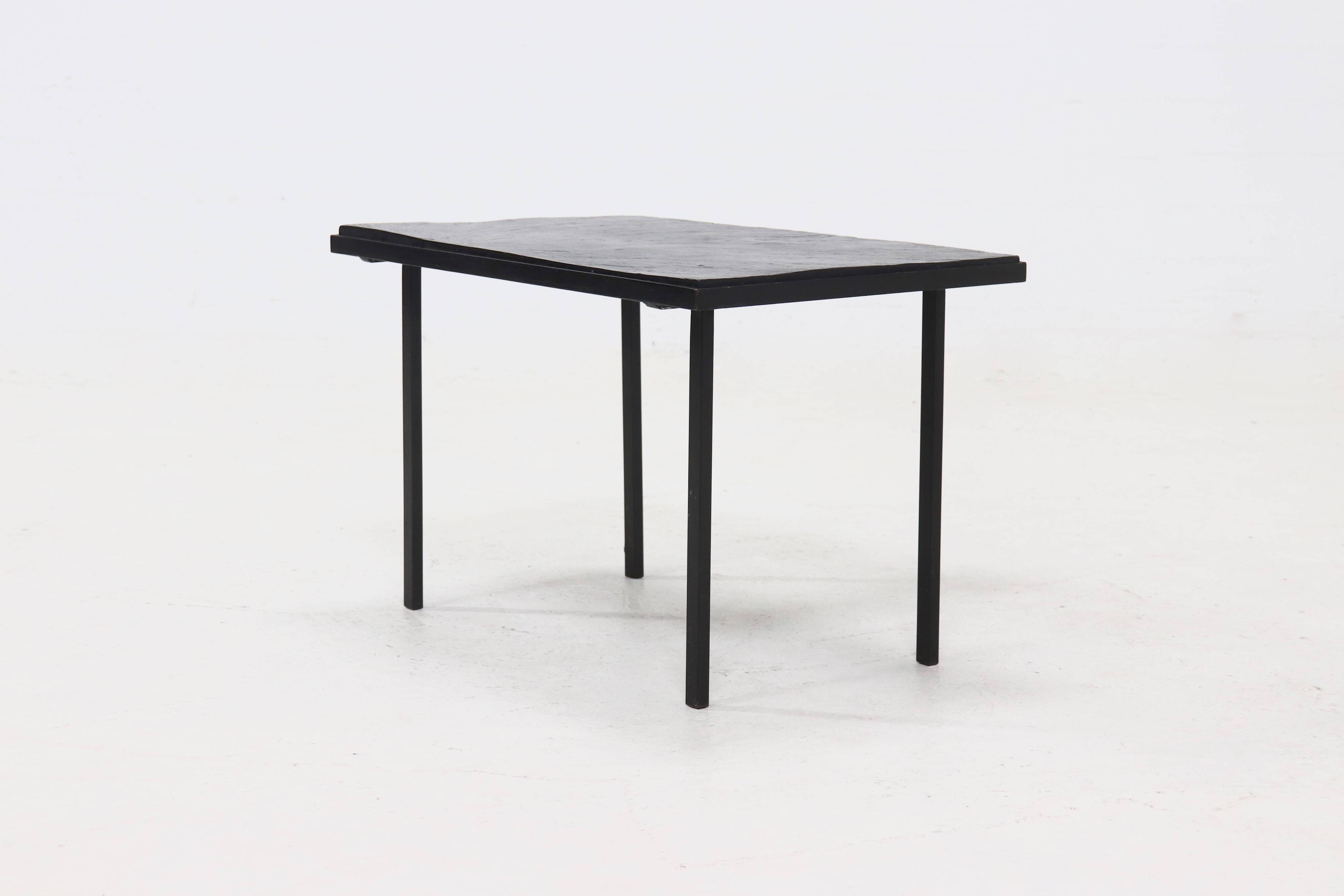 Minimalist Steel and Slate Side or Coffee Table 1960s