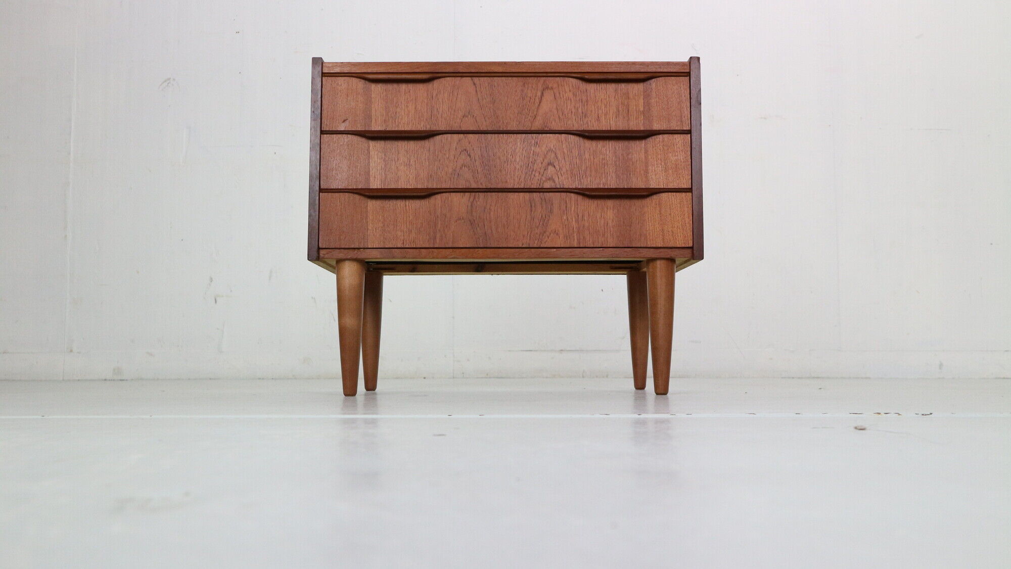Scandinavian modern teak chest of drawers, small cabinet 1960 denmark
