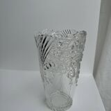 Glass vase with stylized flower pattern