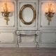 Louis XVI wall console in carved wood, grey patina, 18th century.