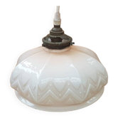 Ancienne suspension art deco opaline rose vintage