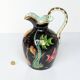 Large pitcher / Monaco vase in polychrome earthenware with bas relief decoration of fish on a seabed