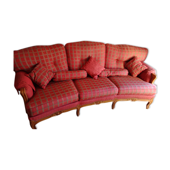 Rustic style 3-seater fixed sofa
