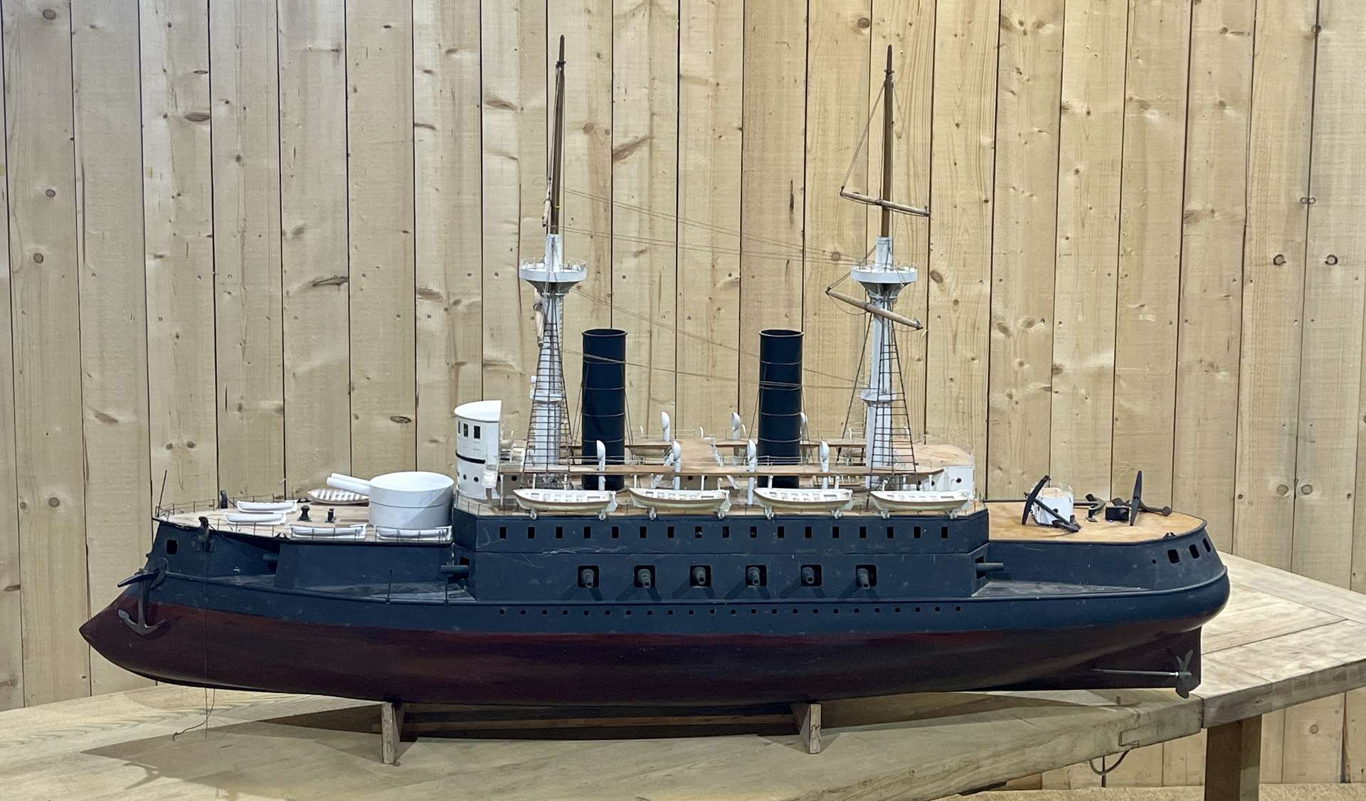 Model representing a battleship of the late nineteenth century