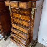 Writing desk in Napoleon III Marquetry white marble top