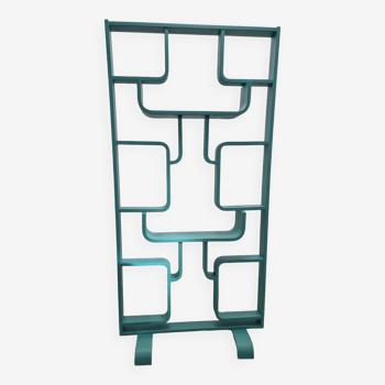 Mid-century room divider by Ludvik Volak in a deep turquoise colour, fully refurbished, Czech 1960s