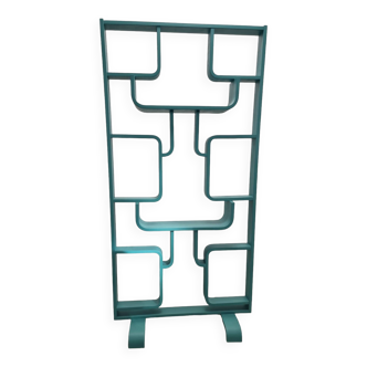 Mid-century room divider by Ludvik Volak in a deep turquoise colour, fully refurbished, Czech 1960s