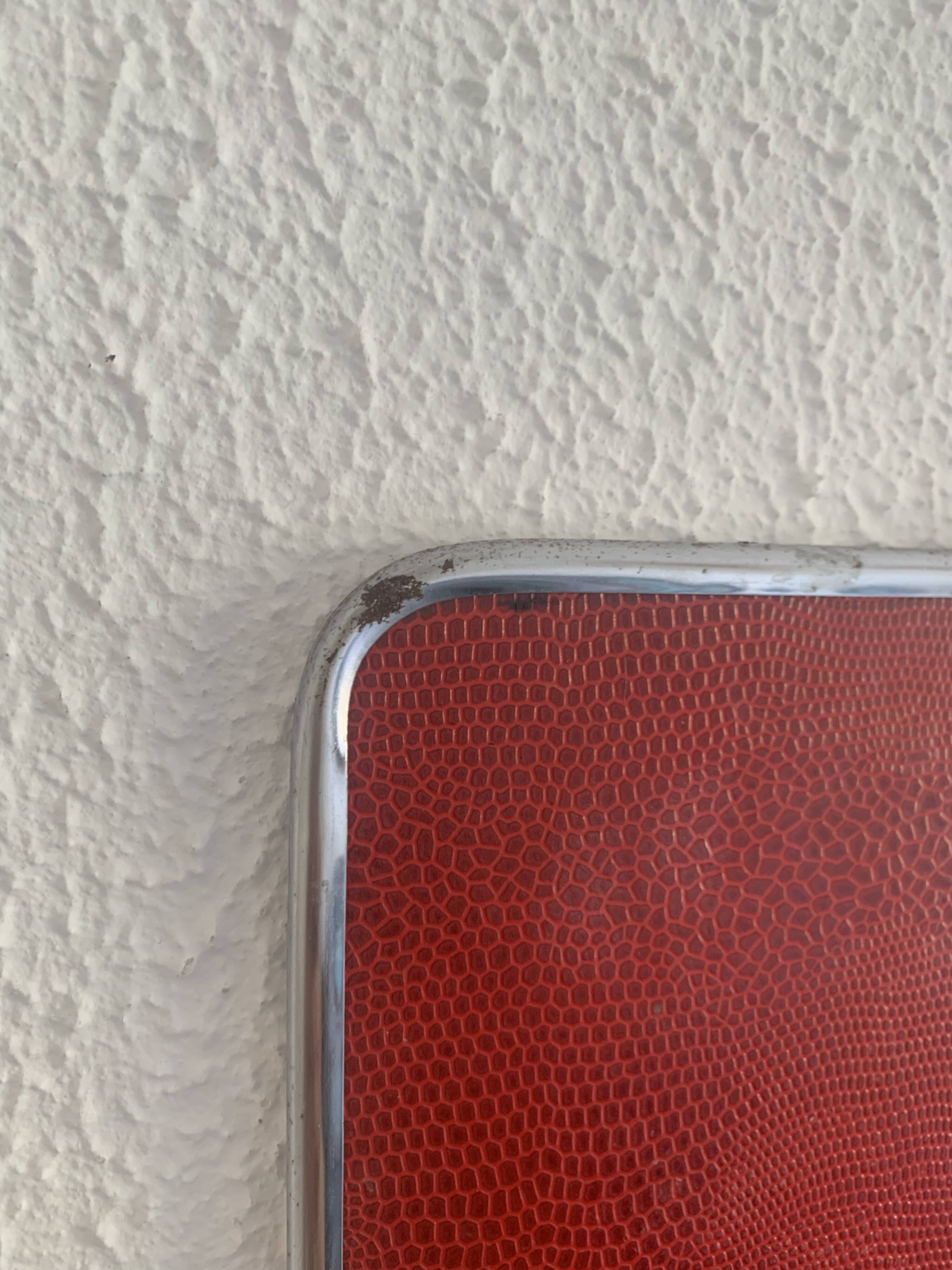 Vintage 1960 ponceau red barber mirror - 39 x 29 cm