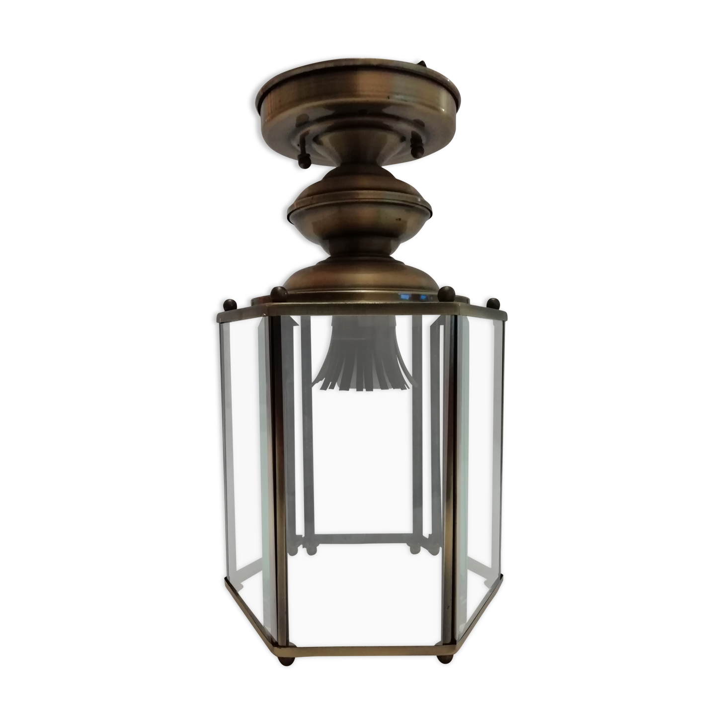 Gold metal ceiling light 1950/60