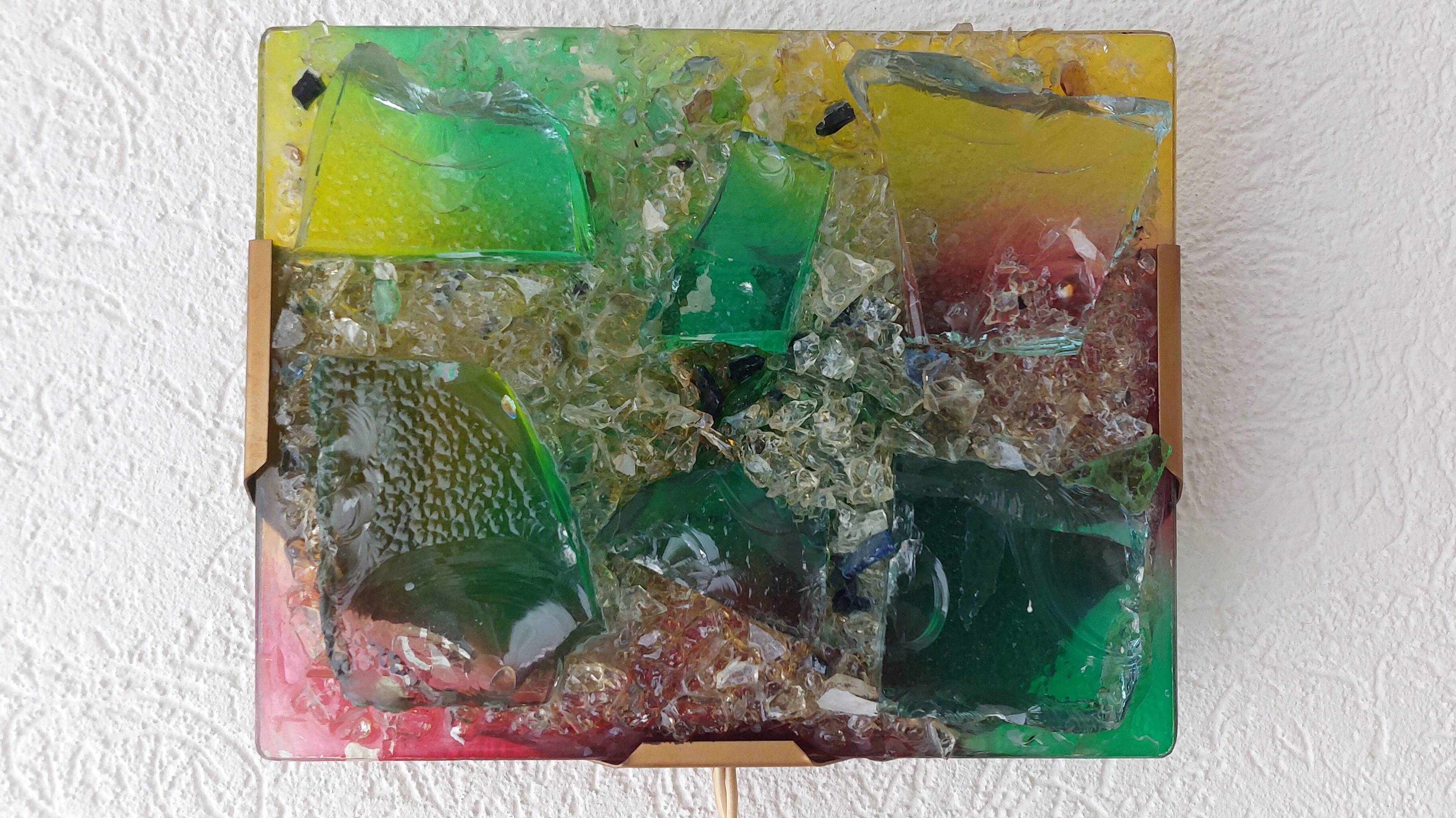 Brutalist Sculptural Broken Glass Wall Lamp by Cosack Leuchten.