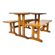 Mid century scandinavian pine dining set table and two benches, 1960s