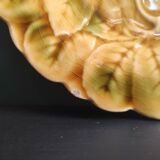 French vintage Majolica plate decorated with apples, in barbotine of Sarreguemines