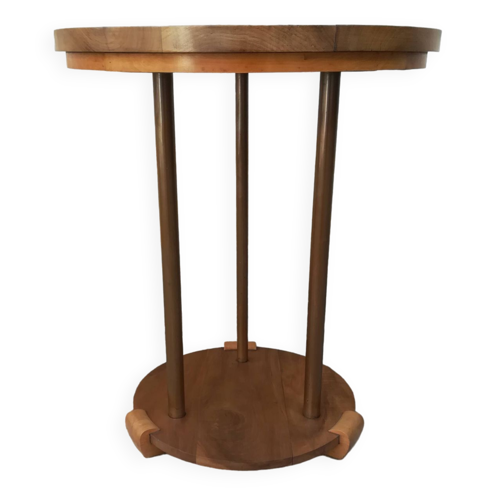 Walnut and copper pedestal table