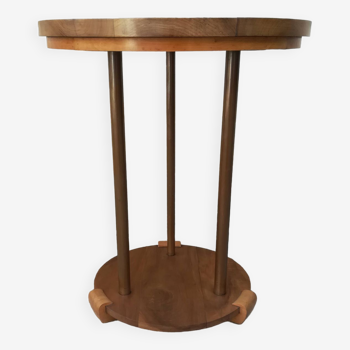 Walnut and copper pedestal table