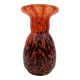 Orange and brown speckled glass vase, Clichy style