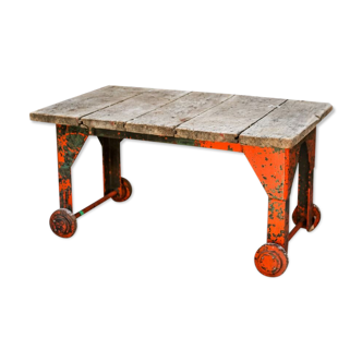 Table basse industrielle metal et bois