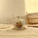 Vintage white porcelain sugar bowl and cottage core floral pattern