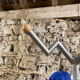 Free-standing coat rack in metal and wood 1980 1990