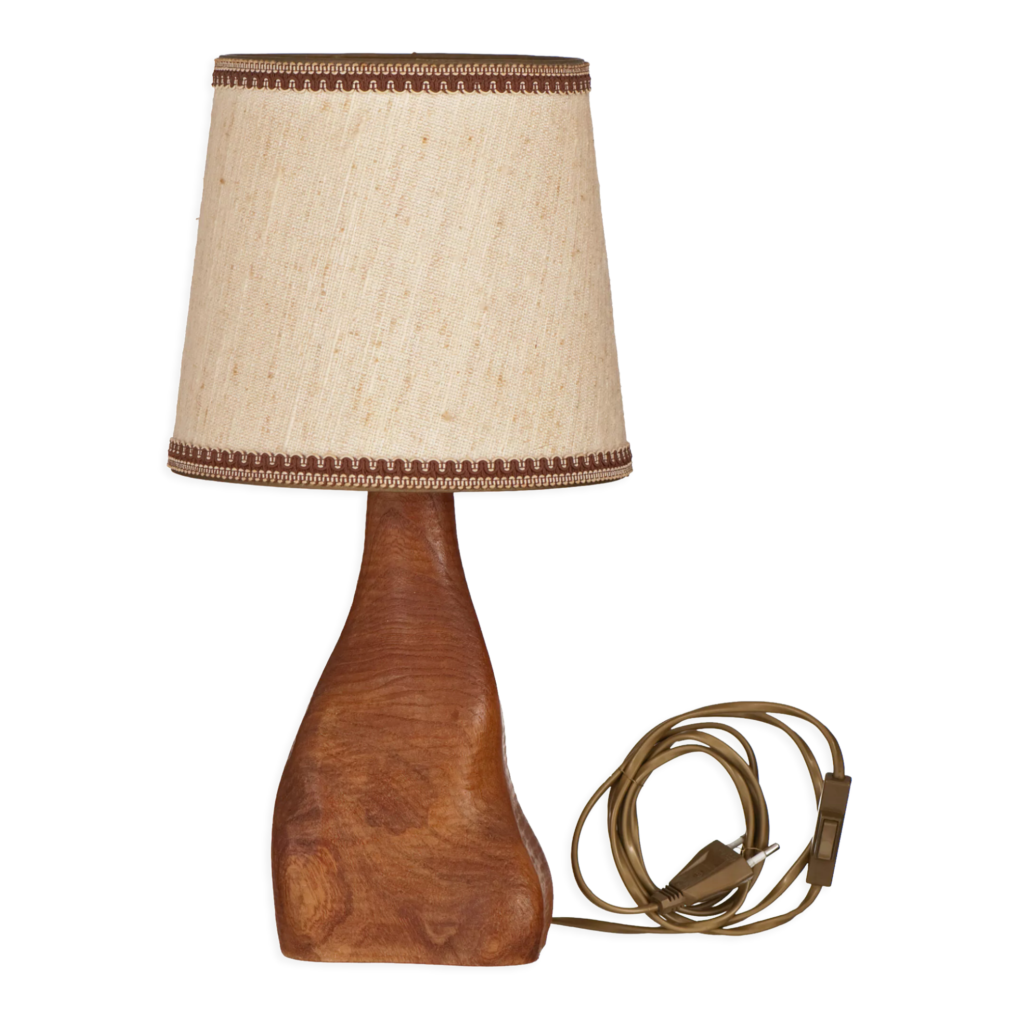 Lampe de chevet en bois d'orme forme libre années 60