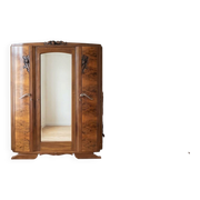 Ensemble chambre noyer : armoire et lit en bois massif