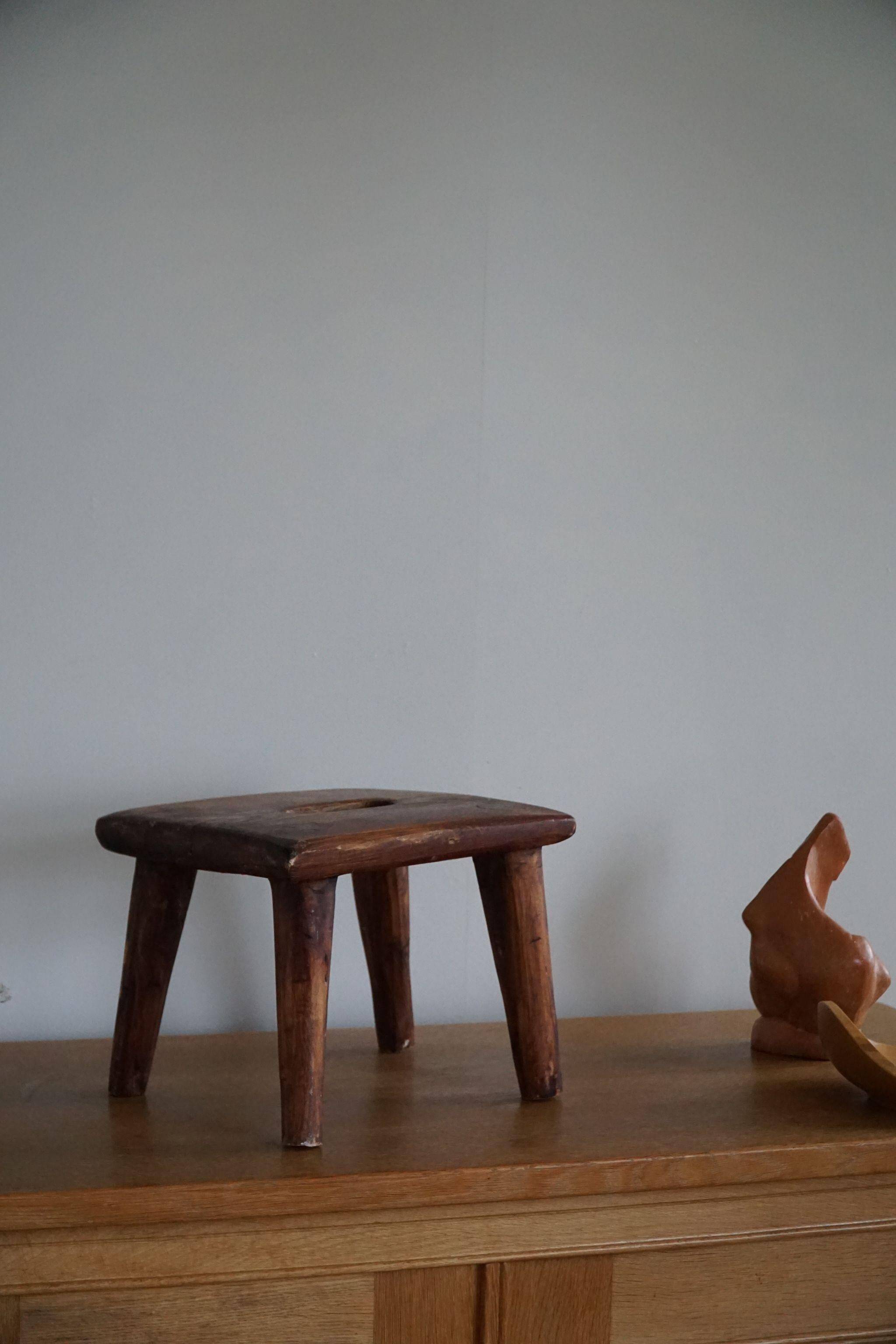 Wabi Sabi stool in solid pine, handmade by a Danish cabinetmaker, 1960s.