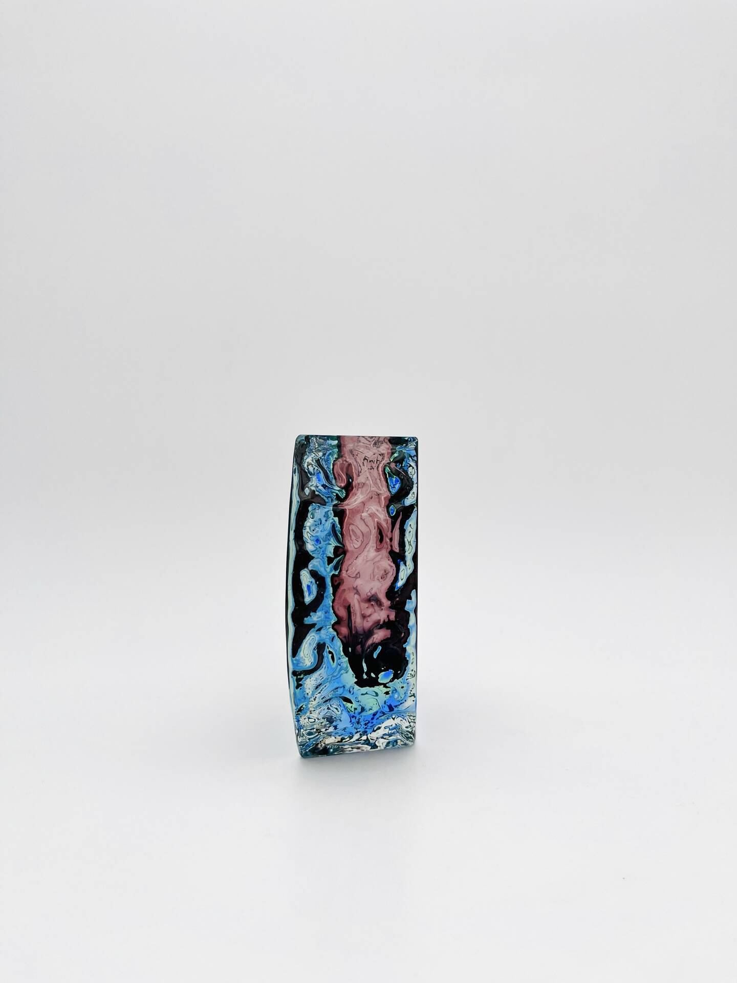Mandruzzato Murano Sommerso Quadri-layer Outline UV Rare 70s Vase