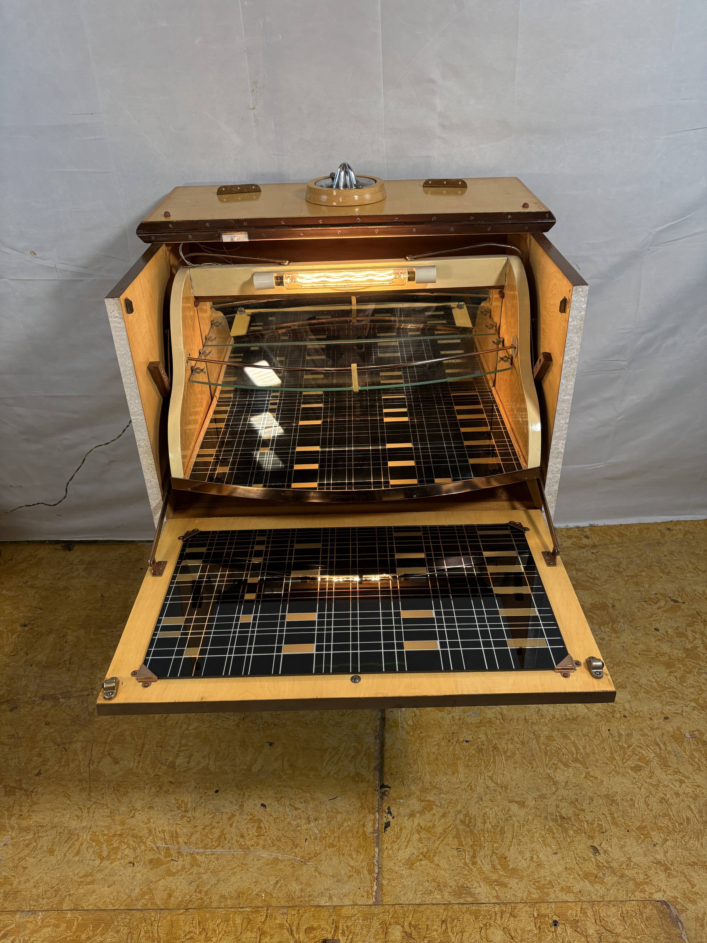 Mid Century Retro Teak & Lamination Cocktail Bar Cabinet (Circa 1950–1960)