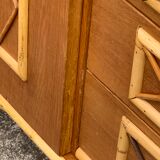 Armoire rotin et pieds compas 1960