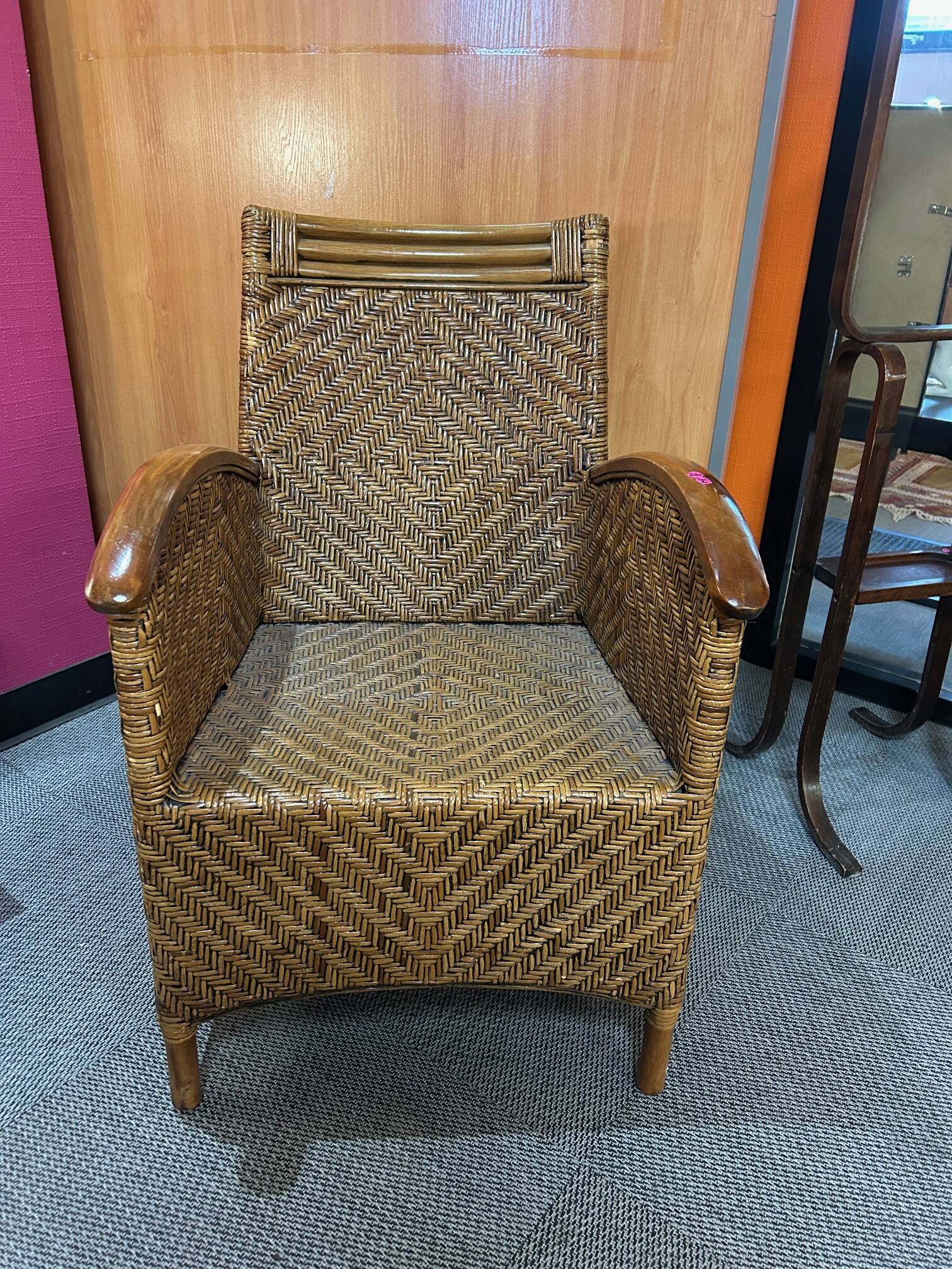 Pair of colonial wicker armchairs