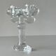Brutalist double candle holder in ice glass Pukeberg Sweden – 1970