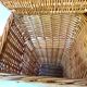 Vintage braided wicker bread hutch